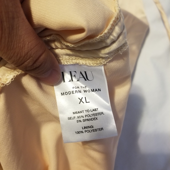 NWT LEAU Women's Classic Satin Drawstring Mini Dress Champagne Size XL - Picture 2 of 11